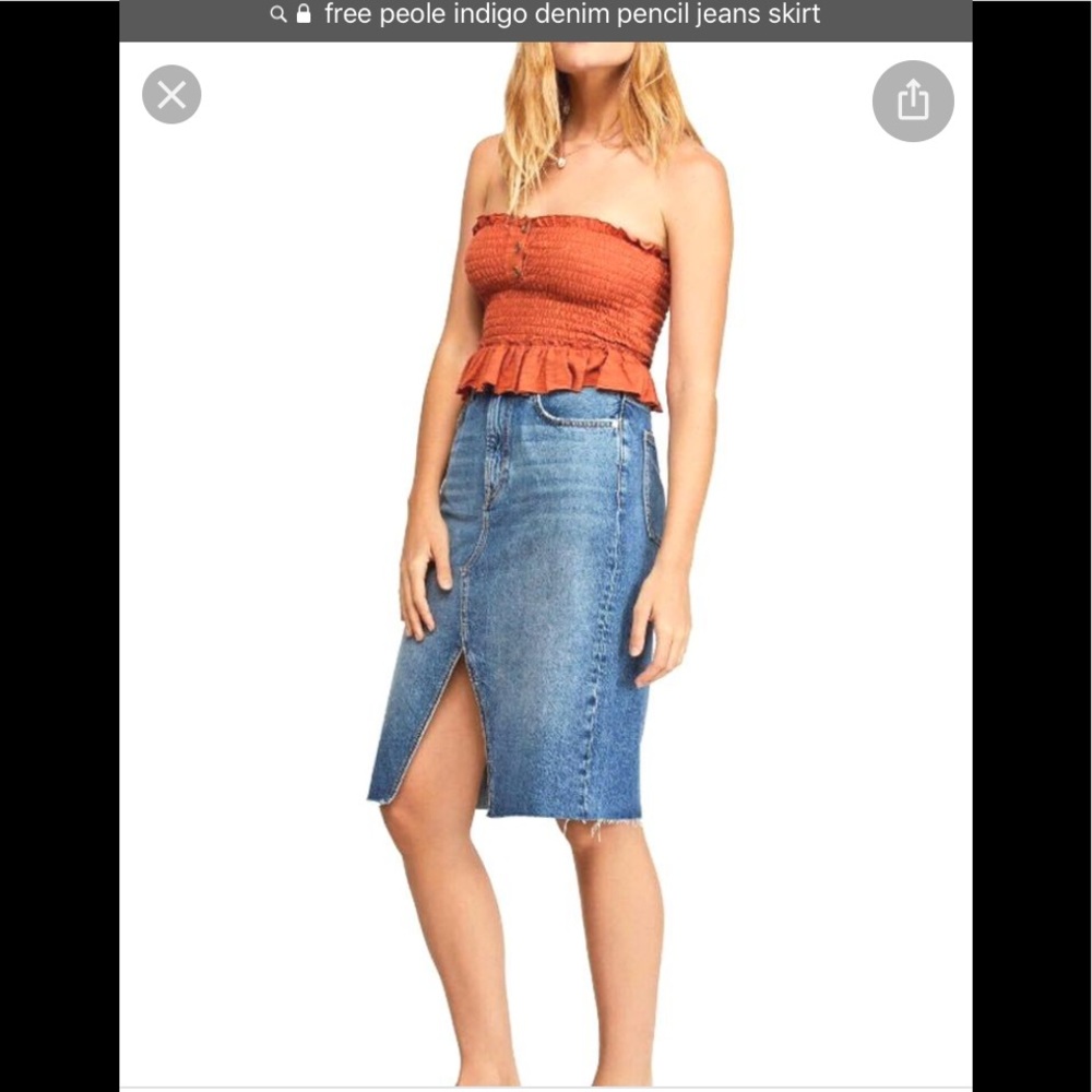 Free people indigo denim pencil skirt new with tags